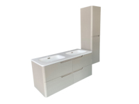 Meuble-lavabo mural de salle de bain moderne de luxe en MDF de 120 cm avec miroir, certifié FSC, durable, facile à nettoyer, garantie de 2 ans