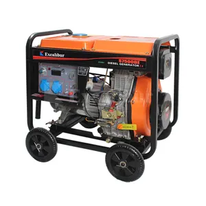 Excalibur new type 3KVA 3KW 60HZ 3600rpm 120V 240V dual voltage single phase open type diesel generator with 8 inch wheels