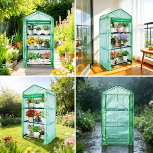 Serra Portatile a 3 Livelli per Interni ed Esterni, Mini Serra Agricola con Porta a Cerniera per Balcone e Patio, Ideale per la Coltivazione di Piante - Product Image 2