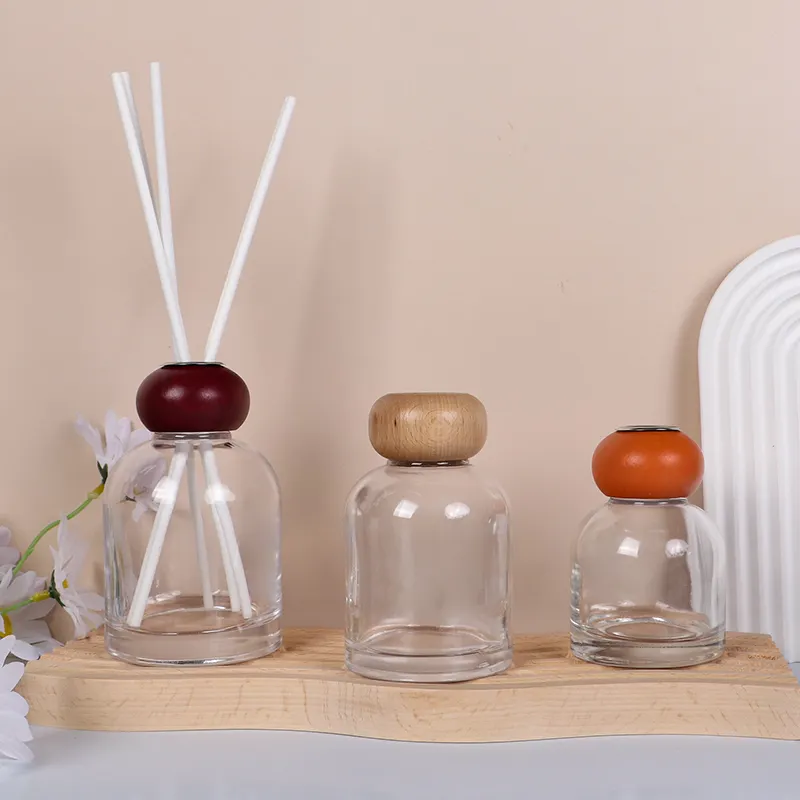 Garrafa de vidro recarregável cor clássica, conjunto personalizado com tampa de madeira, difusor de aroma doméstico 250ml