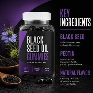 Gummies de haute qualité, biologiques, sans gluten, à l'extrait d'ashwagandha, de gingembre, de sureau et d'huile de nigelle pressée à froid pour le soutien immunitaire - Product Image 3