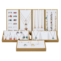 Élégant plateau miniature en cuir PU marron Zhicheng, petit présentoir pour bijoux, exposition en magasin, anneaux, colliers, accessoires de présentation