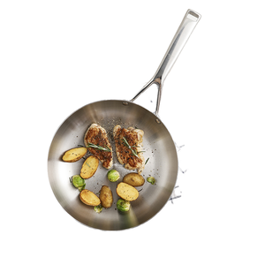Poêle à frire profonde en acier inoxydable 304 triple couche avec couvercle en verre et deux poignées pour cuisinières à <span class=keywords><strong>gaz</strong></span>/à induction, sans PFOA, compatible lave-vaisselle - Product Image 1