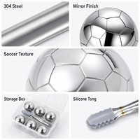 Glaçons réutilisables en acier inoxydable 304 poli miroir, en forme de ballon de football, écologiques, pour bars sportifs, fêtes, vin et bière