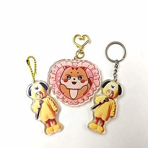Cute Colored Making Machine Epoxy Glitter Acrylic <b>Key</b> Chain Promotional Cute Anime Acrylic Keychain - Product Image 3