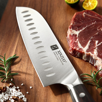 Couteaux de cuisine allemands en acier inoxydable de haute qualité, très vendus, couteau Santoku avec manche en bois d'ébène