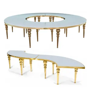 Cirkel Maan Ronde Viering Evenement Banket Stoelen En Tafels Luxe Serpentine Gold Rvs Mdf Wedding Party Tafels