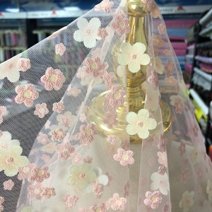 Tela de encaje con diseño bonito para vestido de niños, tela de tul con flores suaves de nailon 100, estampado de farol DTY para boda, gran oferta - Product Image 3