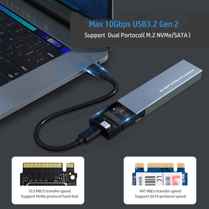 Dual Protocol Gen 2 <strong>USB</strong> 3.1 M.2 NVME SATA NGFF Enclosure Aluminum External Hard <strong>Disk</strong> Drive Adapter Type C Interface 10Gbps - Product Image 3