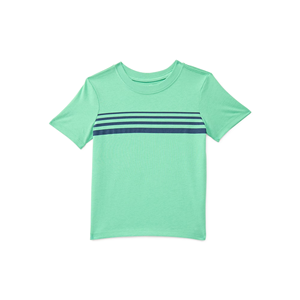 Mint Green Men's T-Shirt 100% Cotton Jersey 160g Eco-Friendly Short Sleeve Crew Neck Striped Casual Summer Tee - Product Image 1