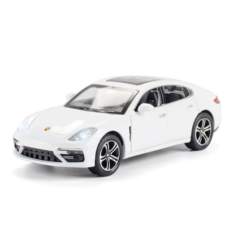Jimei wholesale electric alloy model car pull back openable doors 1 32 die cast toy car kids racing game die cast car with light