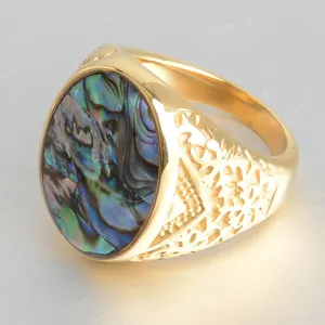 Penjualan terlaris hadiah Hari jadi 2023 cincin perhiasan baja tahan karat cincin kerang modis untuk wanita