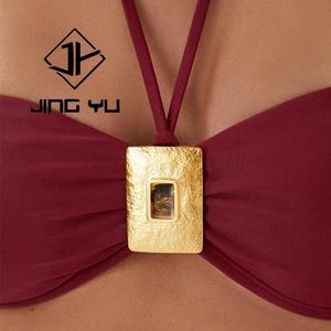 Factory Wholesale Swimwear <b>Metal</b> Accessories Swimsuit Luxury Vintage Swimsuit OEM Eco-friendly Nylon Bikini - Product Image 5