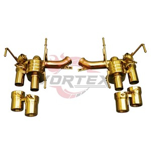ท่อไอเสีย Vortex Car Performance Golden Muffler สำหรับ Ferrari F12 Berlinetta ทำจากสแตนเลสสตีล พร้อมวาล์วควบคุมเสียงและปลายท่อสีทอง ผลิตจากโรงงาน - Product Image 1
