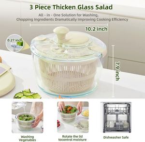 Manual Plastic 4.5L Capacity Dishwasher Safe <b>Salad</b> <b>Tools</b>-Fruit and Vegetable <b>Salad</b> Mixer Spinner for Kitchenware - Product Image 2
