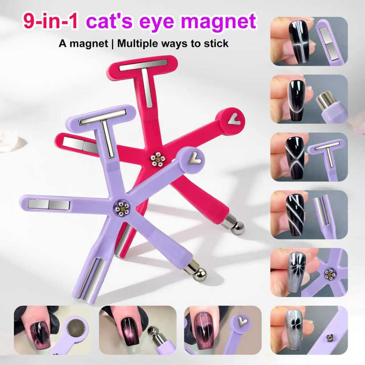 Aimant à ongles violet 8 en 1