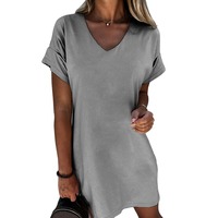 Nouvelle robe t-shirt à manches courtes et col en V pour femmes européennes et américaines