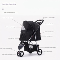 Poussette pliable à 3 roues pour chien, chariot de transport pour animaux de compagnie, Cochecito Perro, Poussette Hundebuggy