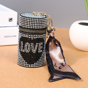 Amour diamant brillant à lèvres sac brillant Bling portefeuille pendentif porte-rouge à lèvres porte-clés pochette en cuir Mini sac porte-clés en cuir - Product Image 4