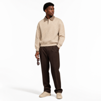 Sweat-shirt à col polo pour homme, style Old Money, luxe discret, pull à demi-boutonnage, vente en gros, logo personnalisé, haut décontracté chic, style rugby
