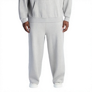 Pantalon de survêtement gris en molleton pour homme, taille élastique, décontracté, avec poches latérales, respirant, tricoté, pour l'automne - Product Image 1
