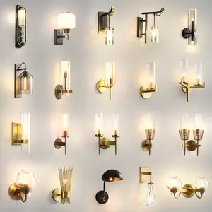 真鍮銅壁取り付け用燭台ライトランプ廊下部屋の装飾壁ライトクリスタルブローガラス工場カスタムさまざまなホテルラグジュアリー