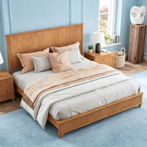Solid Wood Bed Frame,<strong>King</strong> Platform Bed Frame with <strong>Headboard</strong>,Tall <strong>Headboard</strong> Natural Wood Bed ,No Box Spring Needed,Natural - Product Image 1