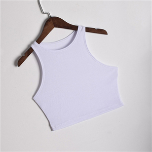 숙녀 탱크 탑 골지 여름 기본 여성 의류 일반 민소매 여성 빈 니트 크롭 탑 - Product Image 4