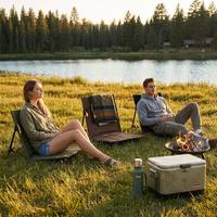 Chaise de camping pliante confortable à dossier haut, siège de détente portable pour la plage, le jardin et les concerts