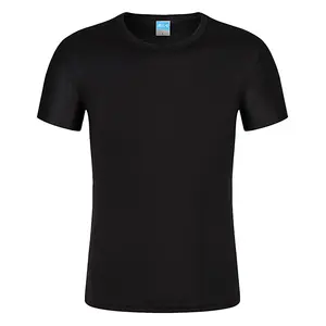 Camiseta de poliéster com secagem rápida, camiseta esportiva de tecido elástico com estampa, 180g, de secagem rápida, masculina