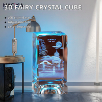 3D intagliato UV stampa Laser inciso cubo di cristallo LED luce Base decorazione per la casa Business regalo angelo tema per san valentino