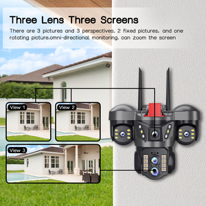 Nuovo modello di 3 obiettivi di sicurezza luce stradale Dome Camera 10x Zoom ottico in tempo reale monitoraggio CMOS IP67 di rilevamento umano Audio bidirezionale - Product Image 5