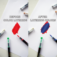 Stylos marqueurs acryliques personnalisés avec logo ODM, papeterie, pointe pinceau, ensemble de marqueurs de peinture bon marché