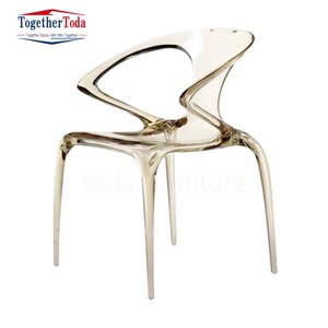 Chaise de restaurant et de café en résine époxy transparente, personnalisée, avec accoudoirs en cristal cascade, mobilier de luxe - Product Image 4