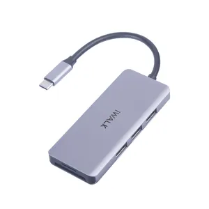 iWALK 7-in-1 PD 60W Charging Functional Cables Concentrator 4K High Definition USB C Hub Multiport Adapter with Card Reader Port