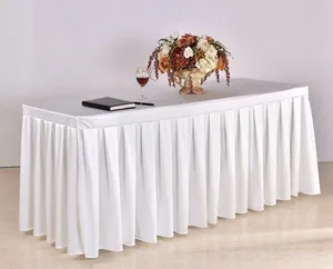 Decorative Polyester Custom Table Skirt Luxury Table Cloth White Rectangular Tablecloth For Banquet