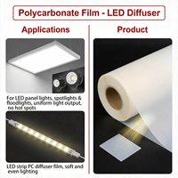 Film diffuseur PC pour usine, film diffuseur de lumière PC pour panneau LED, bande lumineuse, lumière uniforme douce, taille personnalisée prise en charge