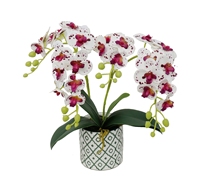 Orchidée artificielle en polyester faite à la main, élégante et raffinée, en pot, pour la décoration de la maison et de mariage, écologique et durable