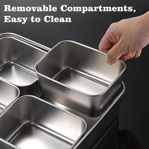 Contenitore per Condimenti e Spezie in Acciaio Inox a 4 Scomparti, Lavabile in Lavastoviglie, Stile Yakumi - Product Image 5