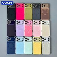 Étui de téléphone magnétique en silicone liquide VAWI S100 avec grand panneau arrière pour iPhone 12 13 14 15 16 17 Pro Max, étui magnétique en silicone