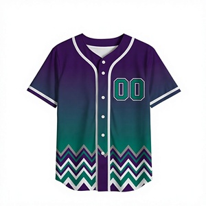 Custom Purple Gradient Sublimation Baseball Jersey Mens Button Up Team Uniform Moisture Wicking <b>Athletic</b> Sports Shirt - Product Image 1