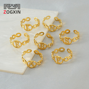 Zogxin Letter Ring 18K Gold Plated Adjustable Women's Fashion Jewelry Gift - Product Image 1