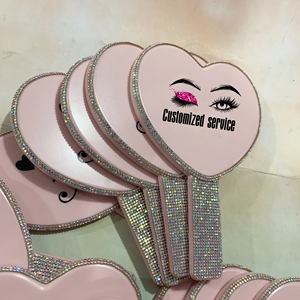 Heart Shaped Hand <b>Mirror</b> With Rhinestone Make Your Own logo Makeup <b>Mirror</b> - Product Image 1