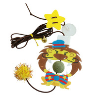 Jouet interactif pour chat en laine, motif dessin animé, en feutre doux, emballage carton, corde élastique de 2m, pour jeu autonome, stimulant pour chaton, anti-anxiété