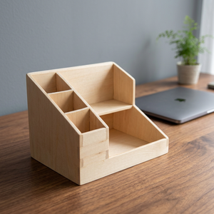 Small Wooden Double <b>Pine</b> 5-Layer Multifunction Multi-Purpose Desktop Organizer Durable Natural Wood Storage Perfect for - Product Image 2