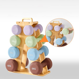 Support de rangement pour haltères en bois à 4 niveaux pour salle de sport à domicile ou salon - Product Image 4