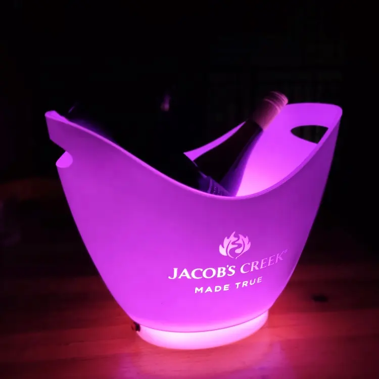 Top grade led light wine ice bucket champagne plastic cooler for champagne