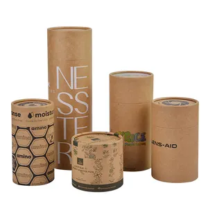 Custom Printing Biodegradable Cylinder Food Paper Cardboard Premium Tea Canister Bags Tube Box Packaging For Loose Tea Package