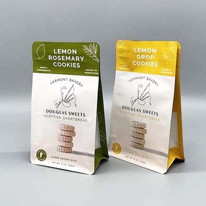 Sacs d'emballage refermables personnalisés, recyclables, à fond plat, à huit soudures latérales, pour poudre alimentaire, café, thé, biscuits, en Mylar avec fermeture éclair - Product Image 1