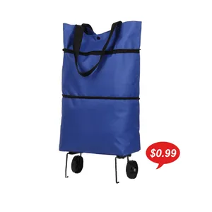 Kişiselleştirilmiş katlanır eko kullanımlık alışveriş çantası tekerlekler ile tekerlekli pazar arabası çantası özel Logo